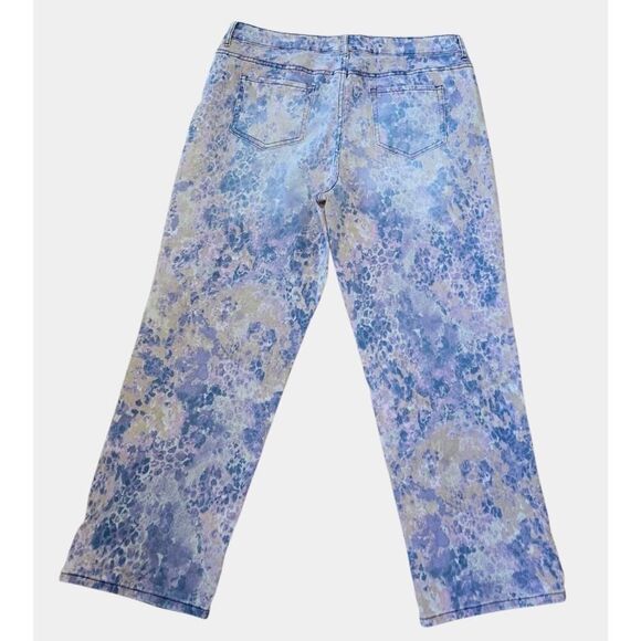 LOGO by Lori Goldstein Printed Boyfriend Jeans Purple Combo | 16 EUC Boho - Picture 7 of 10